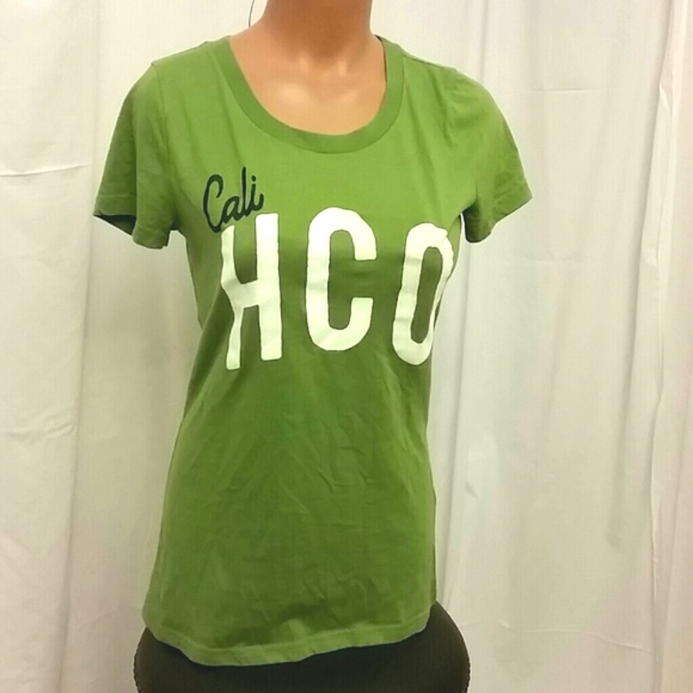 Hollister Green Cotton Tshirt L Unisex long